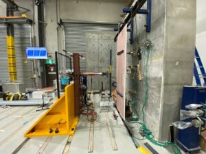 Internal wall test set up in structural testing facility